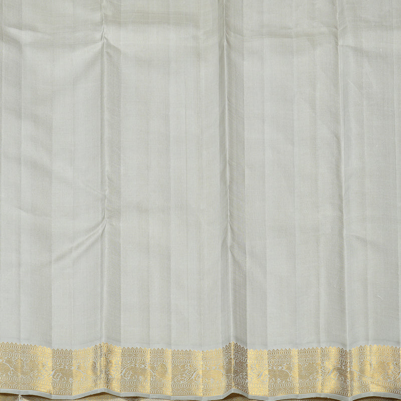 Hayagrivas Mustard Yellow Handloom Kanjivaram Silk Saree with Silver Grey Border KBE16D4-3