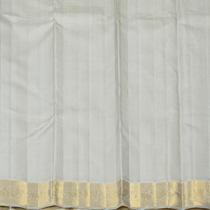 Hayagrivas Mustard Yellow Handloom Kanjivaram Silk Saree with Silver Grey Border KBE16D4-3