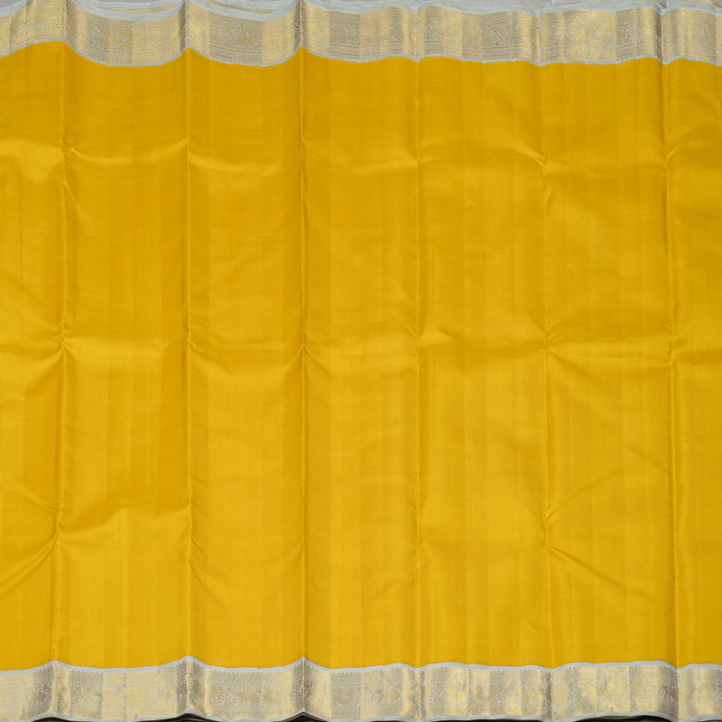 Hayagrivas Mustard Yellow Handloom Kanjivaram Silk Saree with Silver Grey Border KBE16D4-3