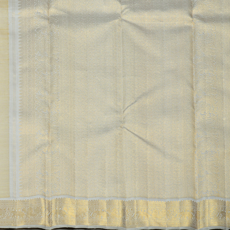 Hayagrivas Mustard Yellow Handloom Kanjivaram Silk Saree with Silver Grey Border KBE16D4-3