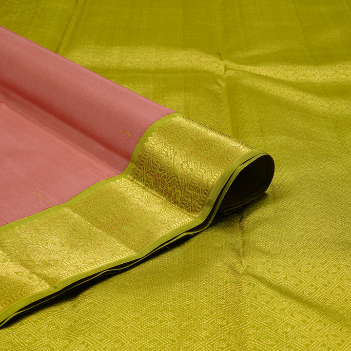 Hayagrivas Handloom Kanjivaram Silk Saree in Sumptuous Guava Pink KBE16D4-6