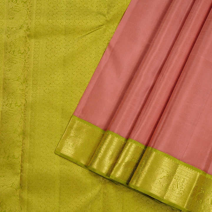 Hayagrivas Handloom Kanjivaram Silk Saree in Sumptuous Guava Pink KBE16D4-6