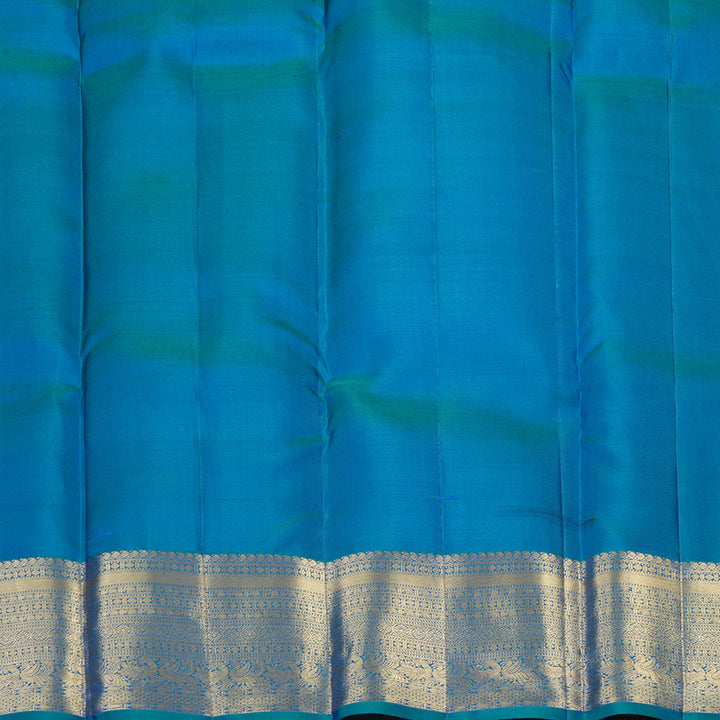Hayagrivas Handloom Peacock Blue Kanjivaram Silk Saree KBE1704K3-5