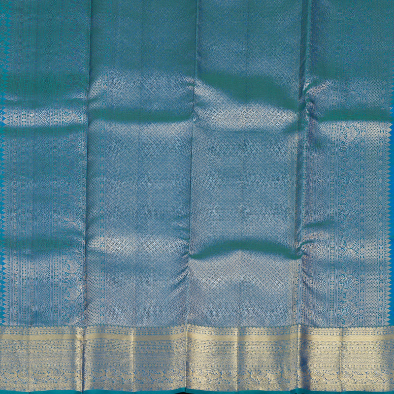 Hayagrivas Handloom Peacock Blue Kanjivaram Silk Saree KBE1704K3-5