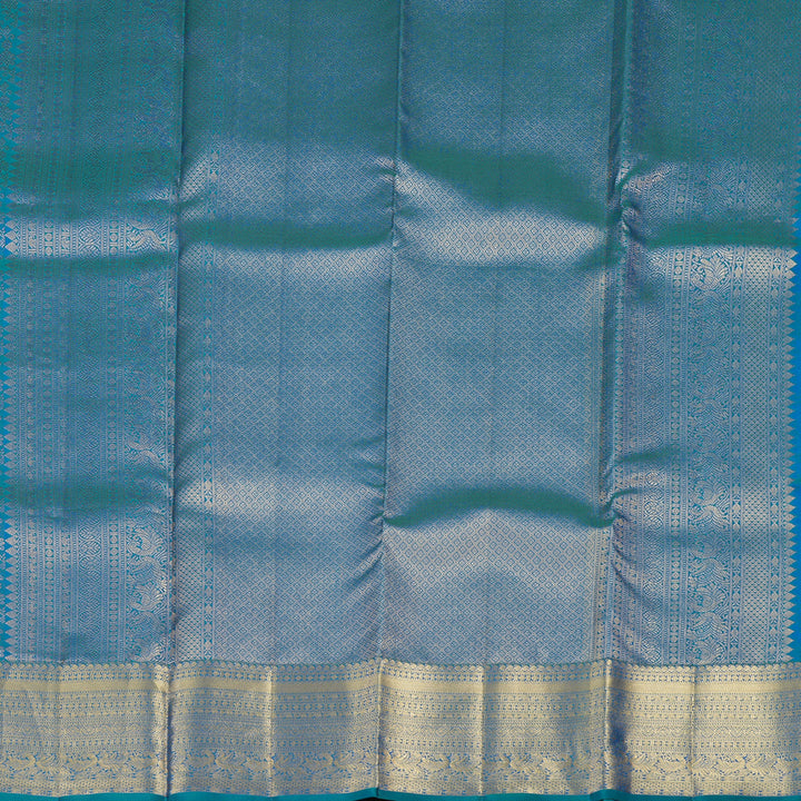 Hayagrivas Handloom Peacock Blue Kanjivaram Silk Saree KBE1704K3-5