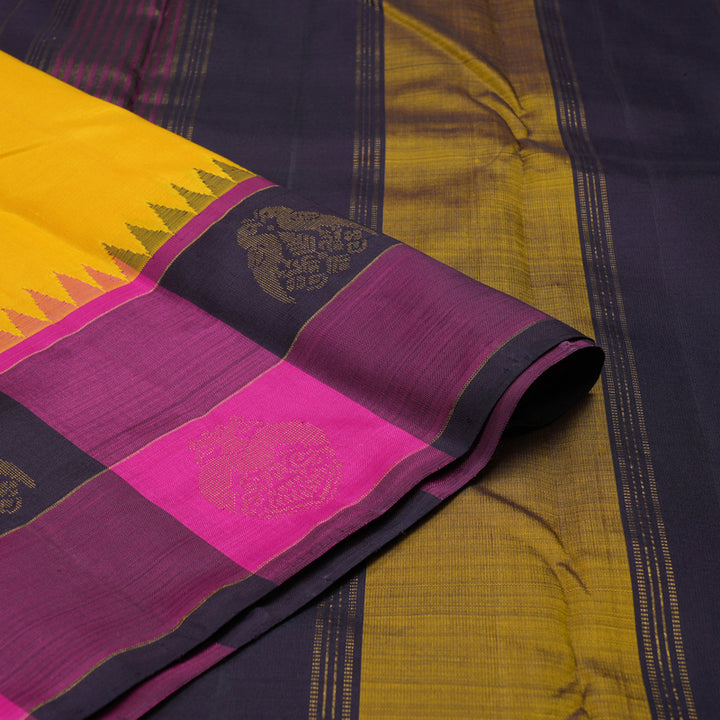 Hayagrivas Handloom Yellow Kanjivaram Silk Saree KBE1707K10-1