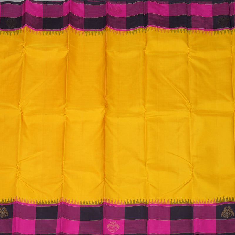 Hayagrivas Handloom Yellow Kanjivaram Silk Saree KBE1707K10-1