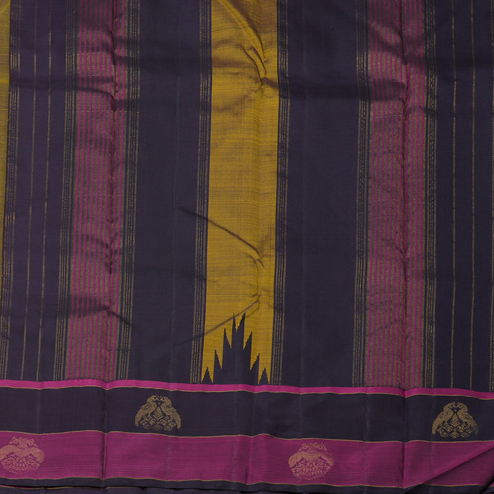 Hayagrivas Handloom Yellow Kanjivaram Silk Saree KBE1707K10-1