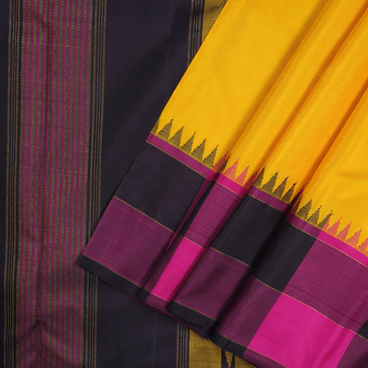 Hayagrivas Handloom Yellow Kanjivaram Silk Saree KBE1707K10-1