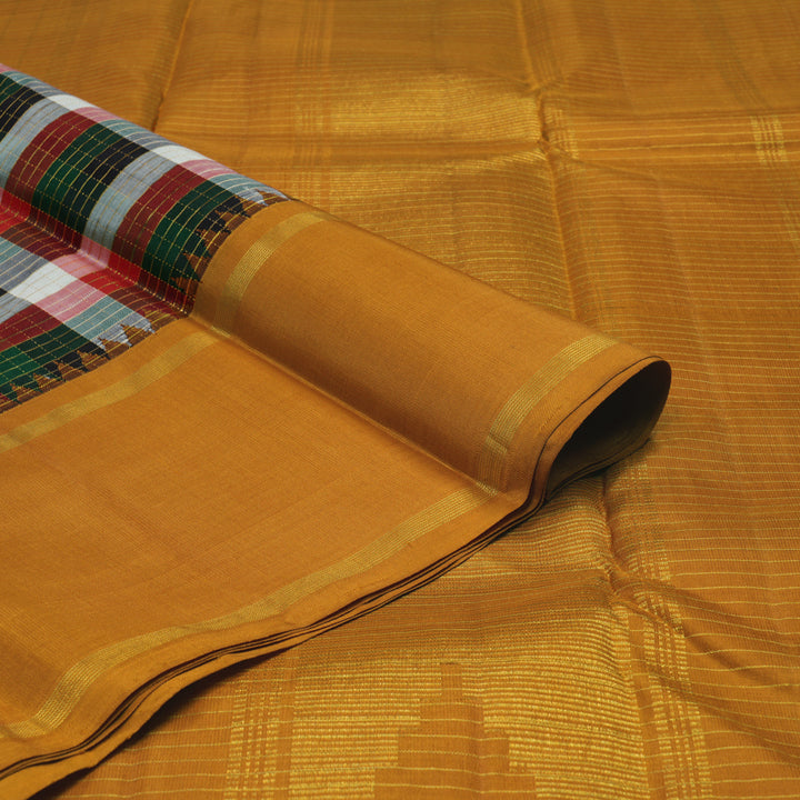 Hayagrivas Handloom Multicolour Checks Kanjivaram Silk Saree with Kilangu Manjal border KBE1707K11-1