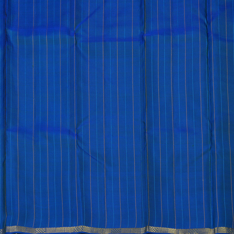 Hayagrivas Handloom Multicolour Checks Kanjivaram Silk Saree with Peacock Blue Border KBE1707K6-1
