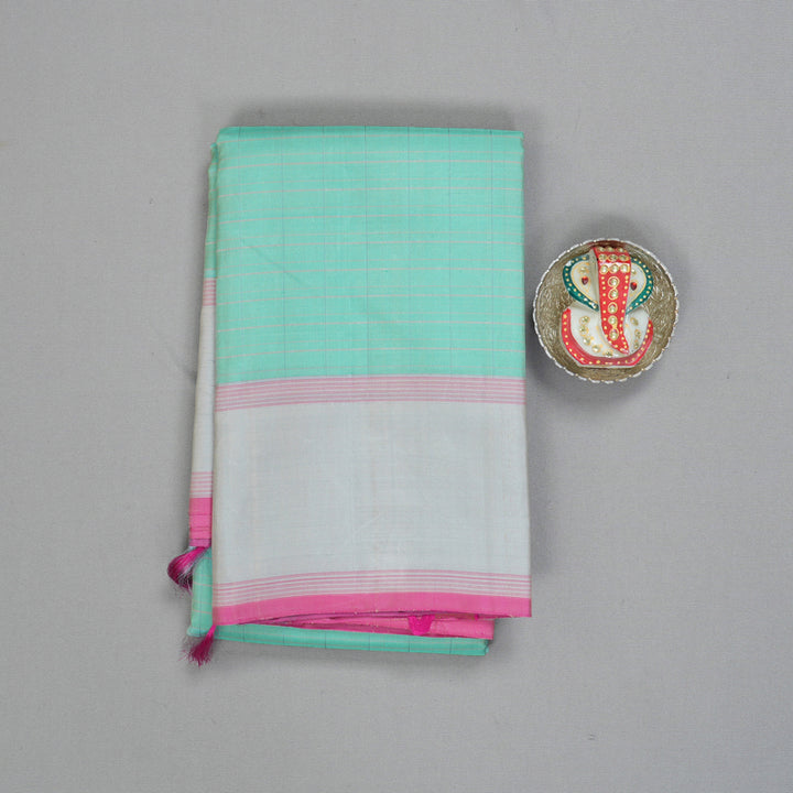 Hayagrivas Handloom Pastel Blue Kanjivaram Silk Saree with Grey Border KBE1709K1-4