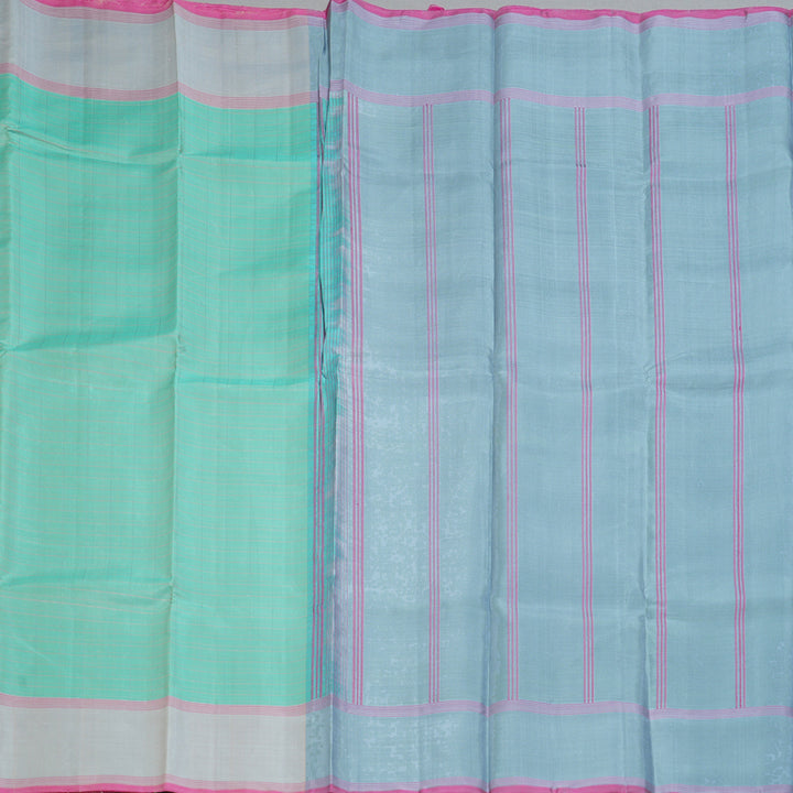 Hayagrivas Handloom Pastel Blue Kanjivaram Silk Saree with Grey Border KBE1709K1-4