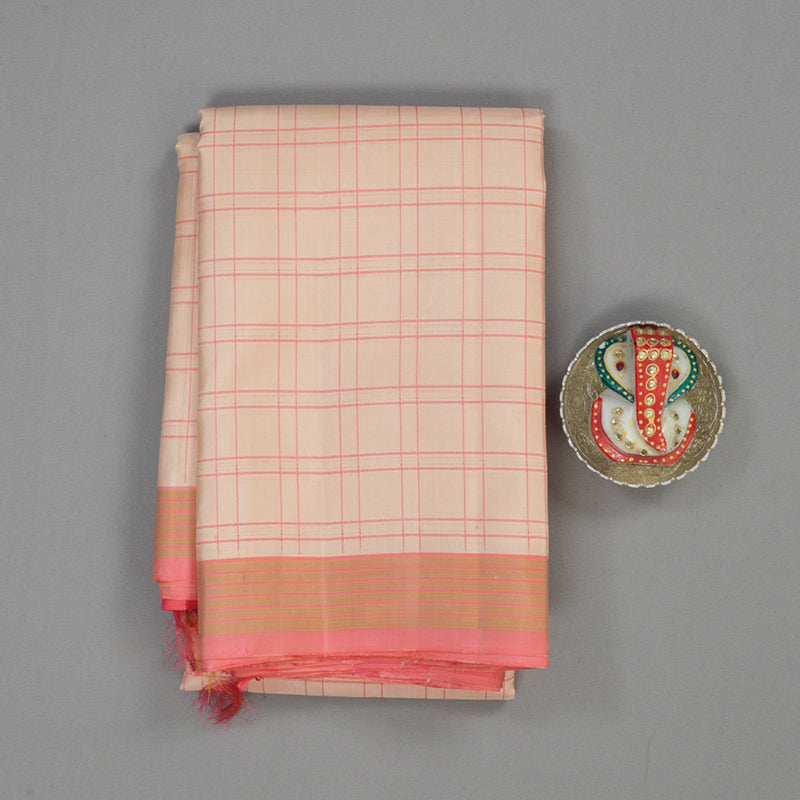 Hayagrivas Handloom Mild Peach Kanjivaram Silk Saree with Peach Pink Border KBE1709K1-9