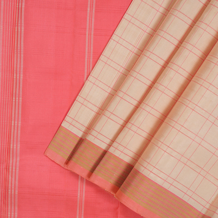 Hayagrivas Handloom Mild Peach Kanjivaram Silk Saree with Peach Pink Border KBE1709K1-9