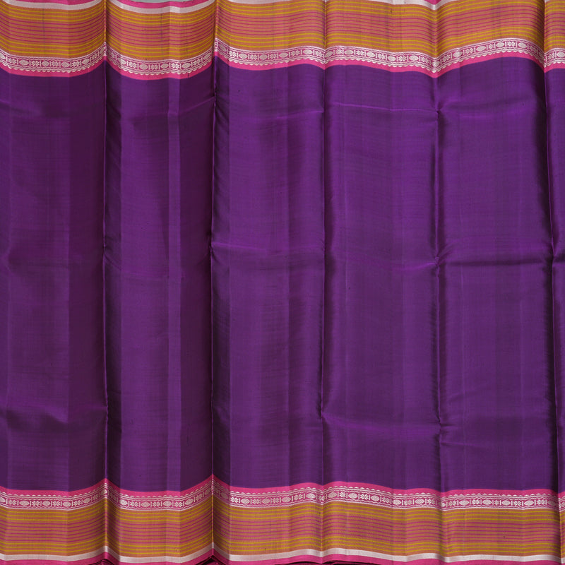Hayagrivas Handloom Purple Kanjivaram Silk Saree with Pink Border KBE1710K1-2