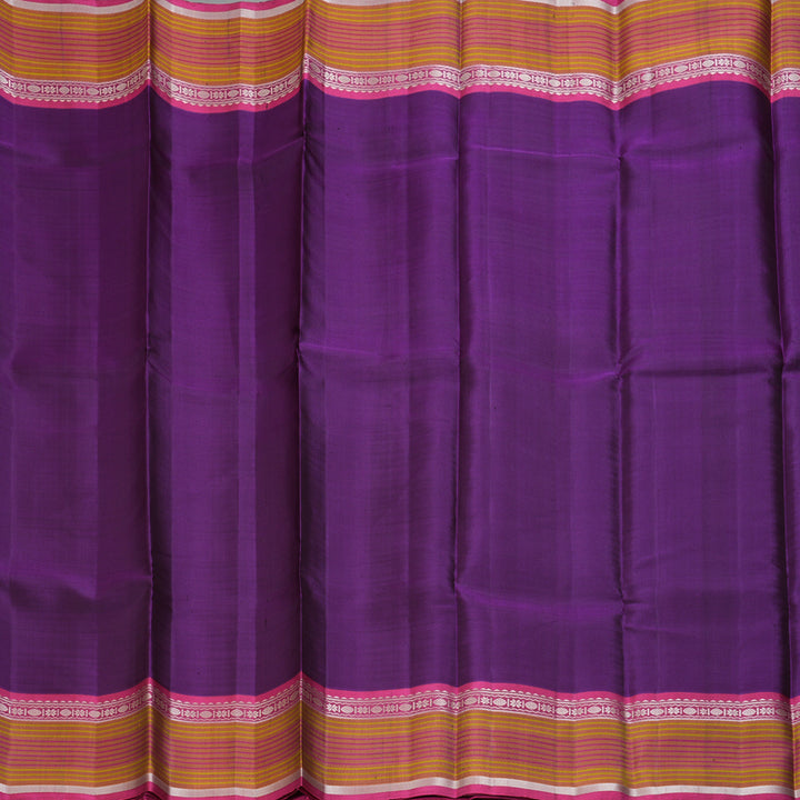 Hayagrivas Handloom Purple Kanjivaram Silk Saree with Pink Border KBE1710K1-2