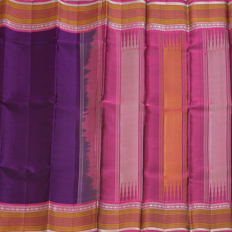 Hayagrivas Handloom Purple Kanjivaram Silk Saree with Pink Border KBE1710K1-2