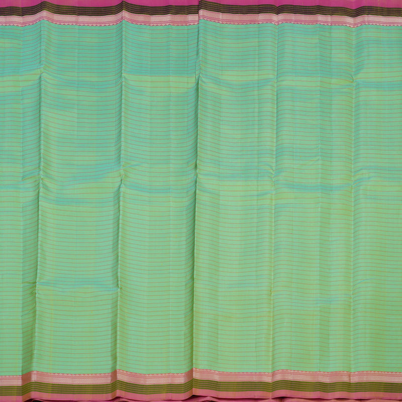 Hayagrivas Handloom Light Green Kanjivaram Silk Saree with Onion Pink Border KBE1710K1-3