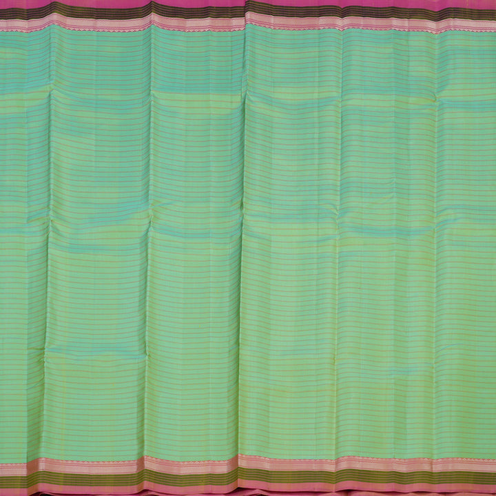 Hayagrivas Handloom Light Green Kanjivaram Silk Saree with Onion Pink Border KBE1710K1-3