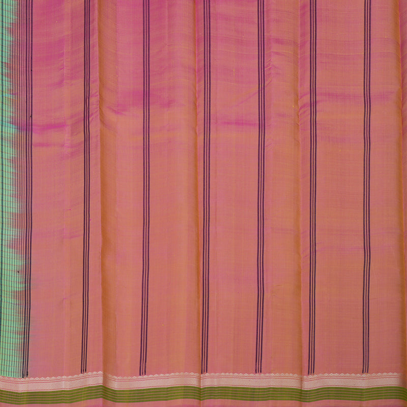 Hayagrivas Handloom Light Green Kanjivaram Silk Saree with Onion Pink Border KBE1710K1-3