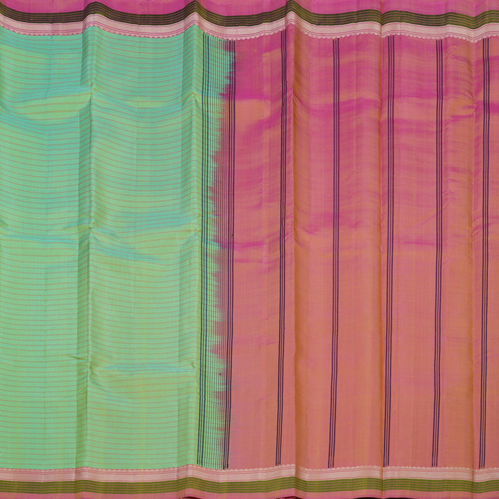 Hayagrivas Handloom Light Green Kanjivaram Silk Saree with Onion Pink Border KBE1710K1-3