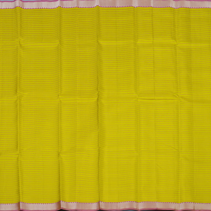 Hayagrivas Handloom Lemon Yellow Kanjivaram Silk Saree with Lotus Pink Border KBE1710K1-4