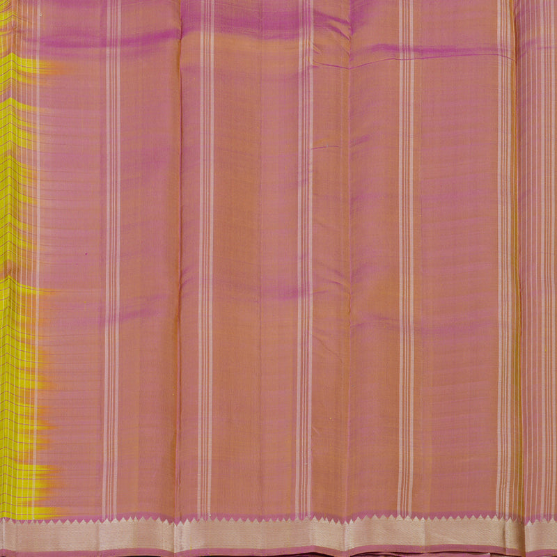 Hayagrivas Handloom Lemon Yellow Kanjivaram Silk Saree with Lotus Pink Border KBE1710K1-4