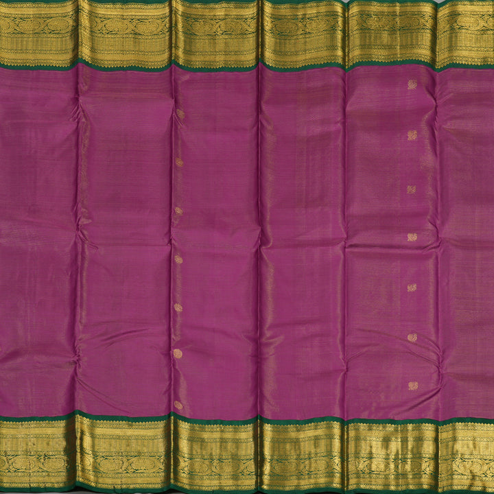 Hayagrivas Handloom Purple Kanjivaram Silk Saree with Bottle Green Border KBE1712K10-1
