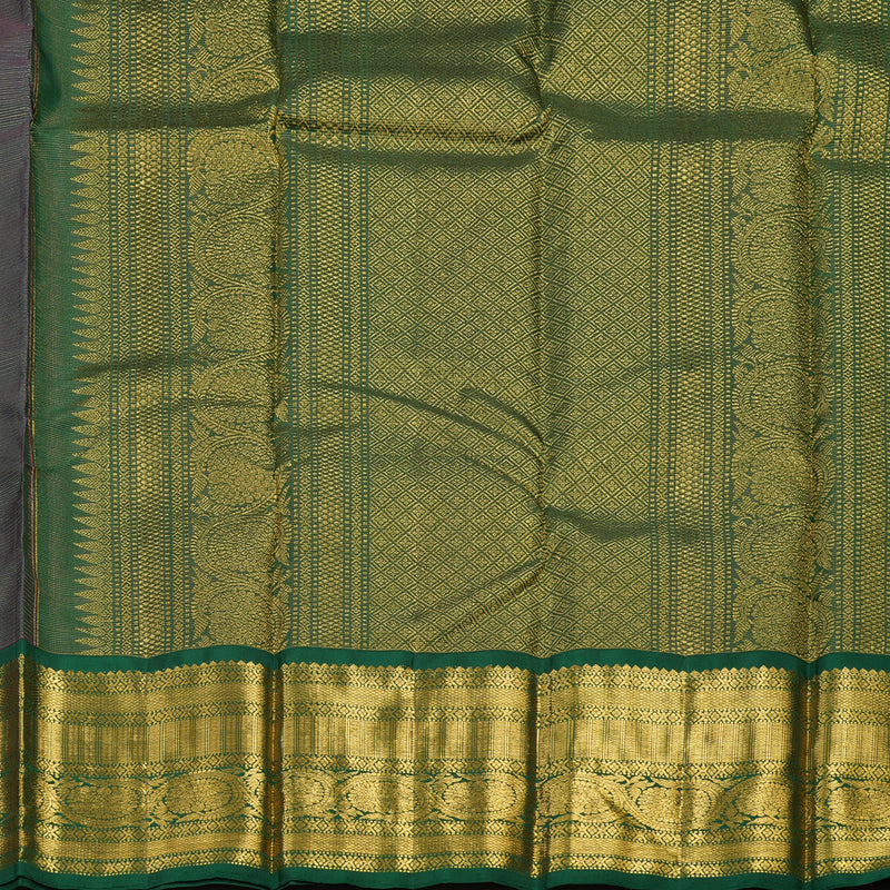 Hayagrivas Handloom Purple Kanjivaram Silk Saree with Bottle Green Border KBE1712K10-1