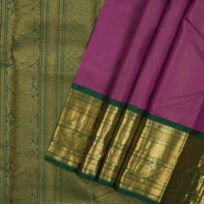 Hayagrivas Handloom Purple Kanjivaram Silk Saree with Bottle Green Border KBE1712K10-1