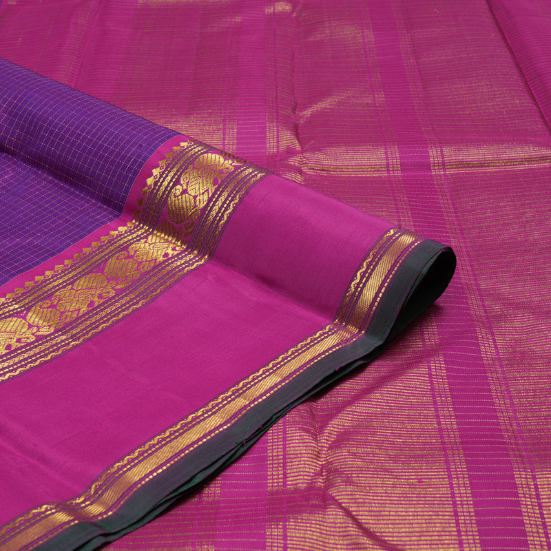 Hayagrivas Handloom Purple Kanjivaram Silk Saree with Magenta border KBE1713K4-1