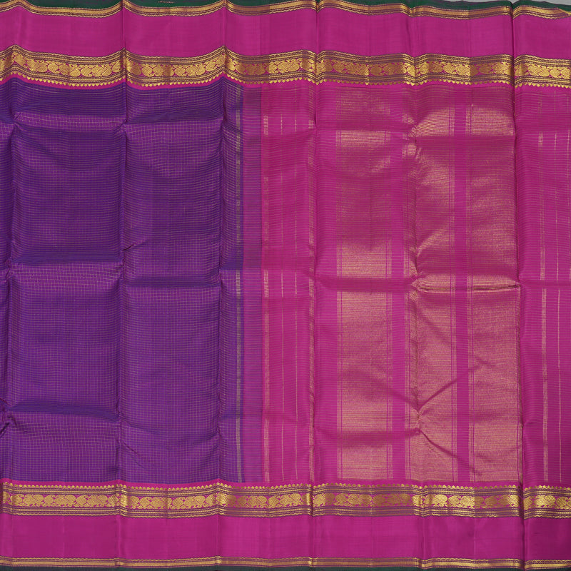 Hayagrivas Handloom Purple Kanjivaram Silk Saree with Magenta border KBE1713K4-1