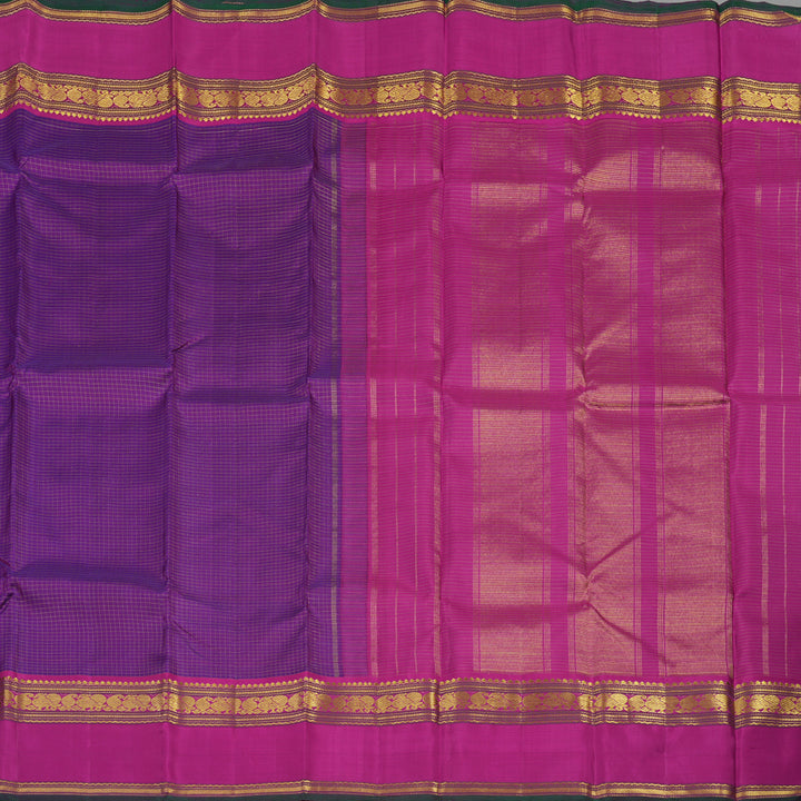 Hayagrivas Handloom Purple Kanjivaram Silk Saree with Magenta border KBE1713K4-1