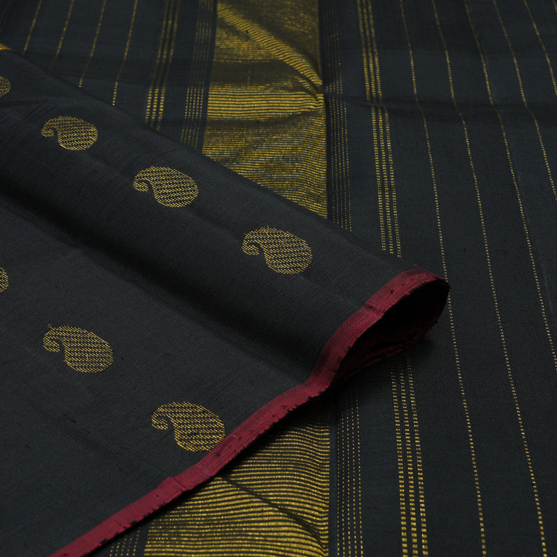 Hayagrivas Handloom Mustard Kanjivaram Silk Saree with Black Border KBE1713K6-1