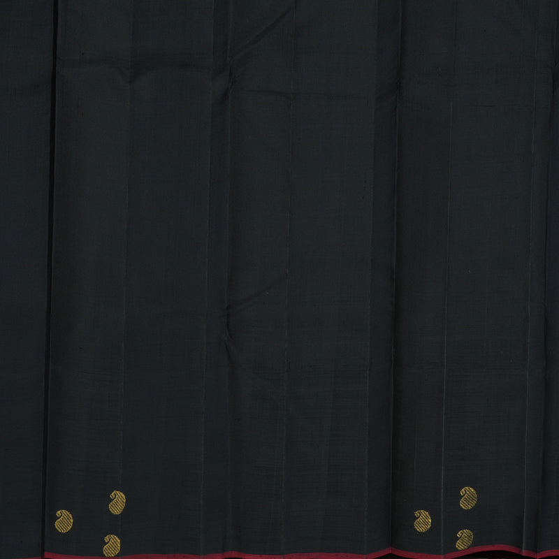 Hayagrivas Handloom Mustard Kanjivaram Silk Saree with Black Border KBE1713K6-1