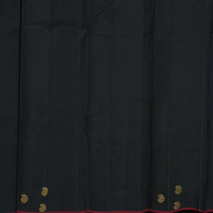 Hayagrivas Handloom Mustard Kanjivaram Silk Saree with Black Border KBE1713K6-1