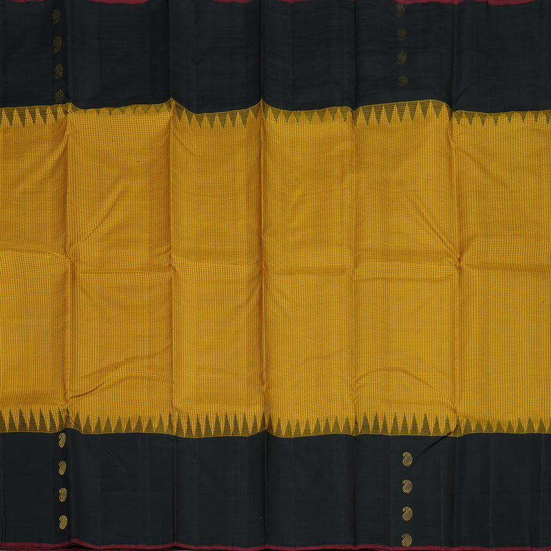 Hayagrivas Handloom Mustard Kanjivaram Silk Saree with Black Border KBE1713K6-1