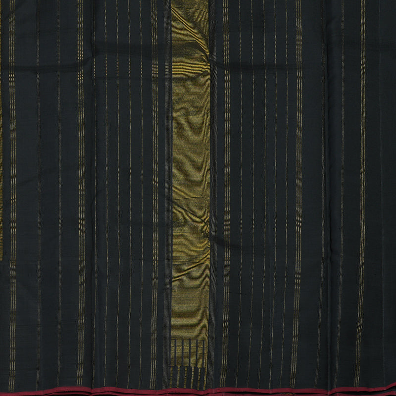 Hayagrivas Handloom Mustard Kanjivaram Silk Saree with Black Border KBE1713K6-1