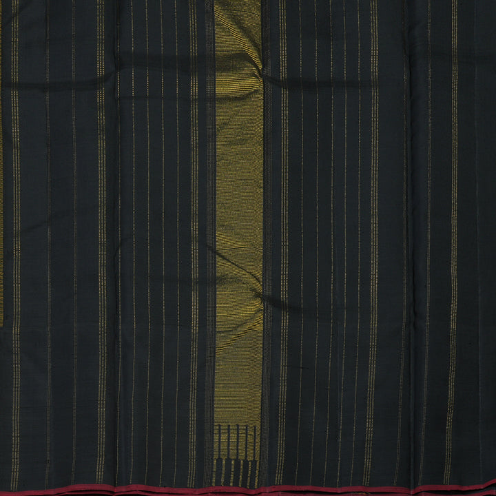 Hayagrivas Handloom Mustard Kanjivaram Silk Saree with Black Border KBE1713K6-1