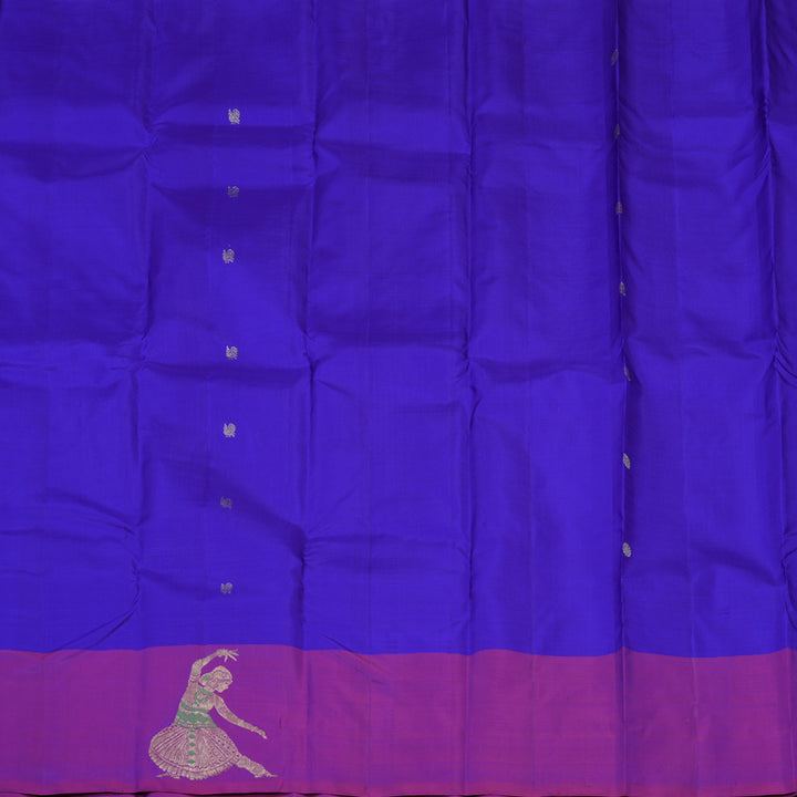 Hayagrivas Handloom Purplish Blue Kanjivaram Silk Saree with Purple border KBE1717K1-3