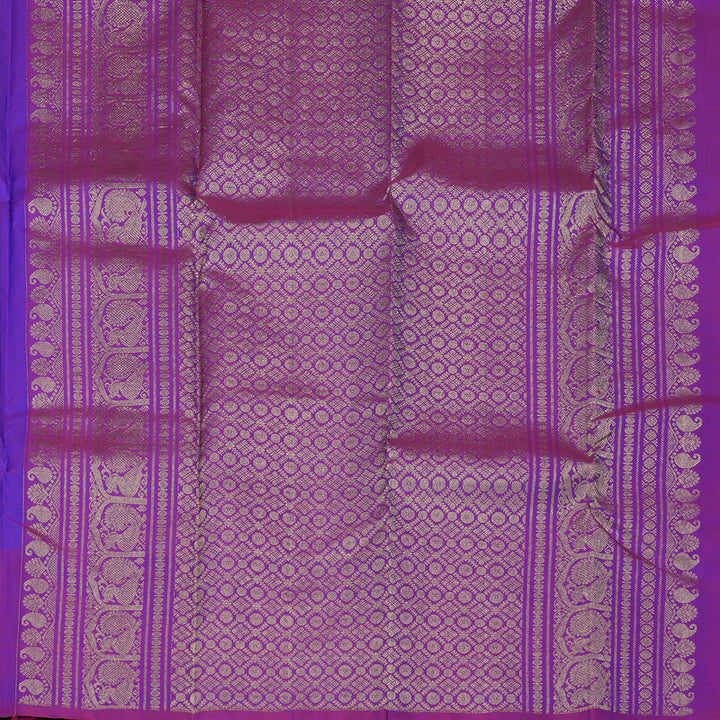 Hayagrivas Handloom Purplish Blue Kanjivaram Silk Saree with Purple border KBE1717K1-3