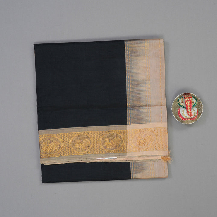 Hayagrivas Black Pure Silk Cotton Saree KBE1718K1-3