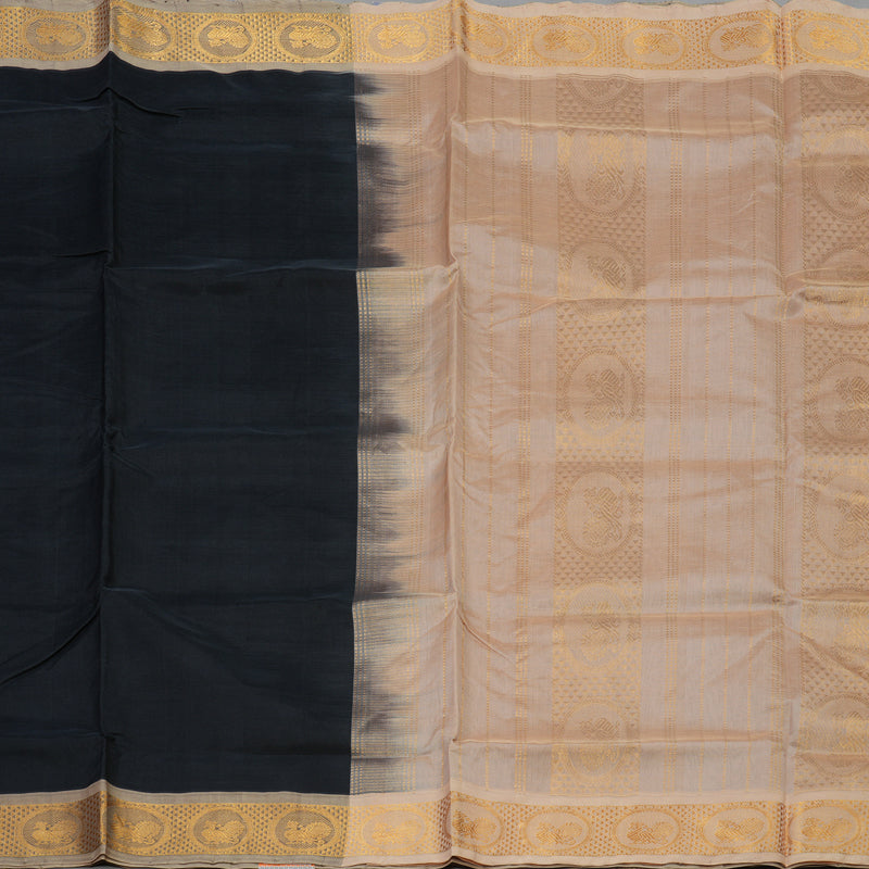 Hayagrivas Black Pure Silk Cotton Saree KBE1718K1-3