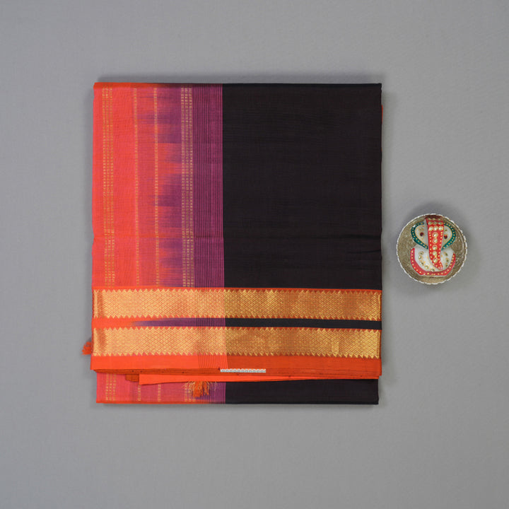 Hayagrivas Deep Brown Pure Silk Cotton Saree KBE1718K1-5