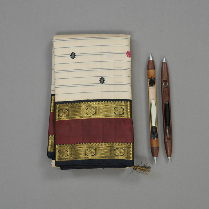 Hayagrivas Sandal Kanjivaram Silk Saree with Black border KBE1791K5-1