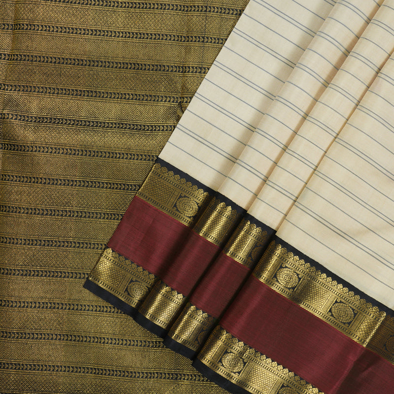 Hayagrivas Sandal Kanjivaram Silk Saree with Black border KBE1791K5-1