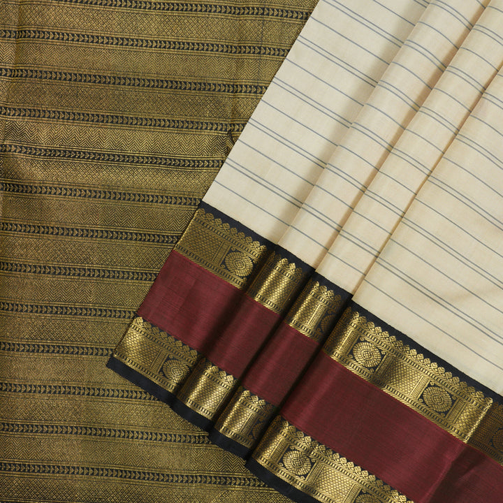 Hayagrivas Sandal Kanjivaram Silk Saree with Black border KBE1791K5-1