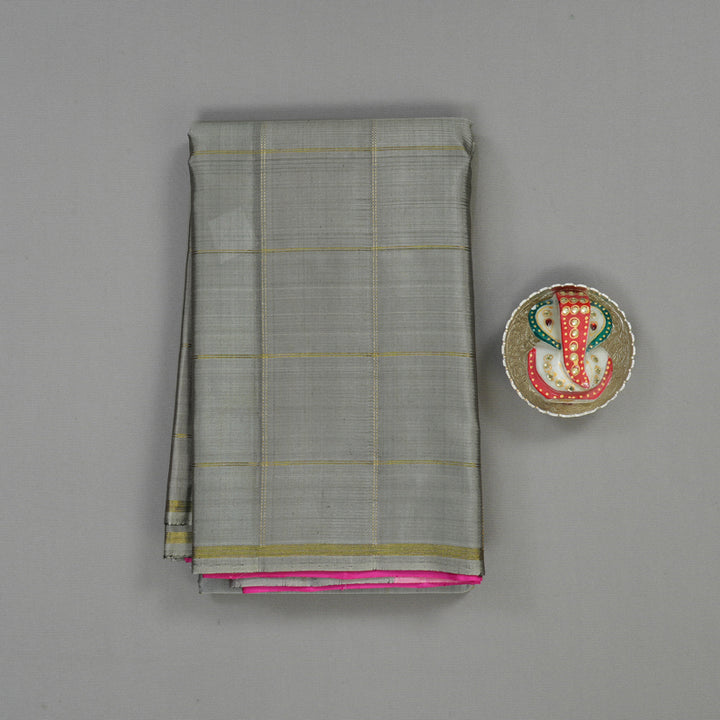 Hayagrivas Handloom Elephant Grey Kanjivaram Silk Saree KBE1720K3-1