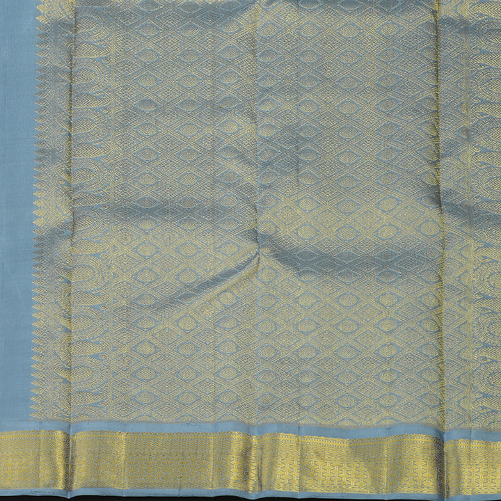 Hayagrivas Handloom Fluorescent Green Kanjivaram Silk Saree with Grey border KBE1720K5-2